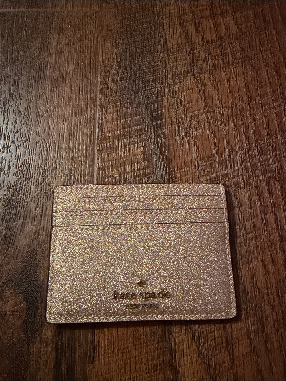 kate spade Glitter Card Holder in Rose Gold
